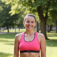 Porträt einer lächelnden Frau, die deutlich an Gewicht verloren hat und sich energiegeladen fühlt.