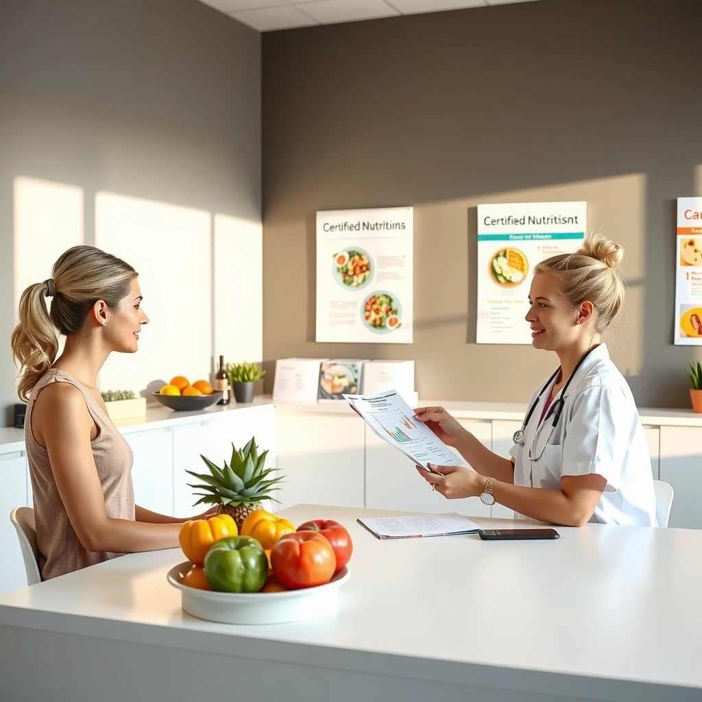 Nutriționist consultând clientul
